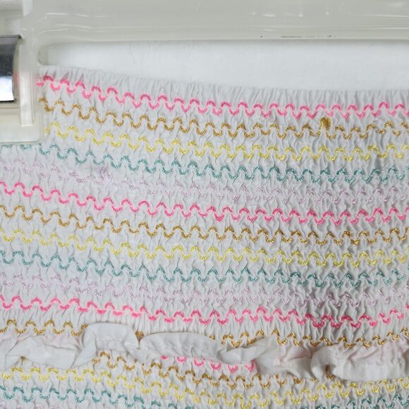 Cabana By Crown & Ivy Smocked Ruffle Skirt Neon Stripes Sz XS - Picture 4 of 8